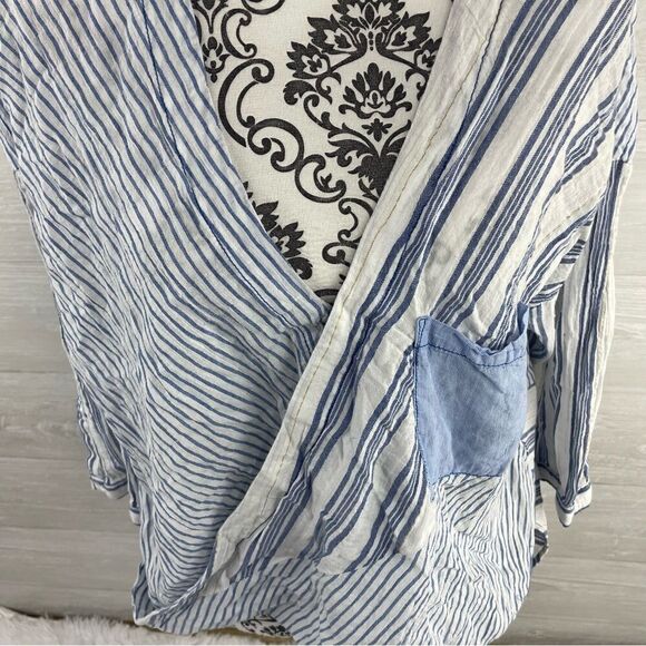 Anthropologie Holding Horses Mimi Pieced Striped Longline Wrap Tunic Top - Picture 4 of 9